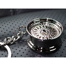 VmG-Store Spoke Rim Style Chrome Rim Keyring - Solid Pendant