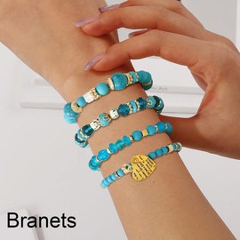 Branets Bohemian Beaded Bracelets for Women Multilayer Crystal Stretch Bracelets Set Charm Love Heart Statement Bangles Jewelry