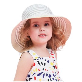 Magracy Baby Kids Girls Summer Sun Protection Foldable Straw Hat Beach Hat, champagne-coloured