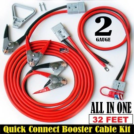 ITEC 3 PCS- 2 GAUGE 32 FT QUICK DISCONNECT JUMPER-BOOSTER CABLE SET, TOW-SERVICE