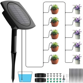 TOPPORTED Solar Automatic Drip Irrigation Kit for Indoor/Outdoor Plants,12 Timing Modes Garden Auto Watering System for Greenhouse Supports 10 Potted Plants,Self Plant Waterer While Vacation