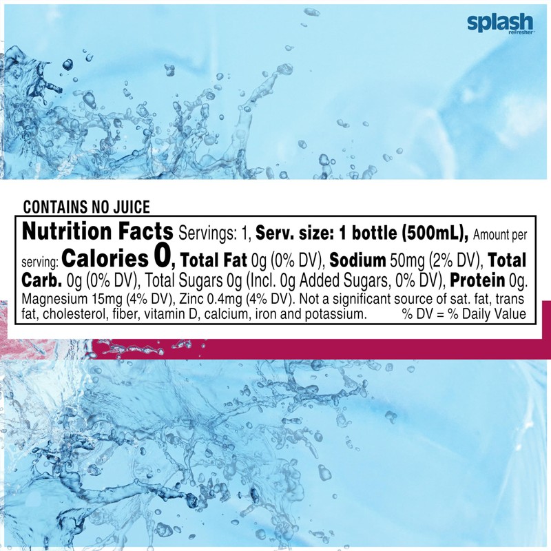 Splash Refresher, Wild Berry Flavor Water Beverage, 8 Fl Oz