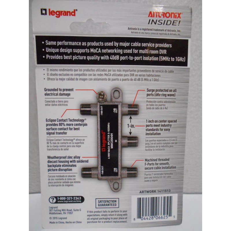 Legrand - On-Q VM2204-V1 4 Way Digital Cable Splitter Professional