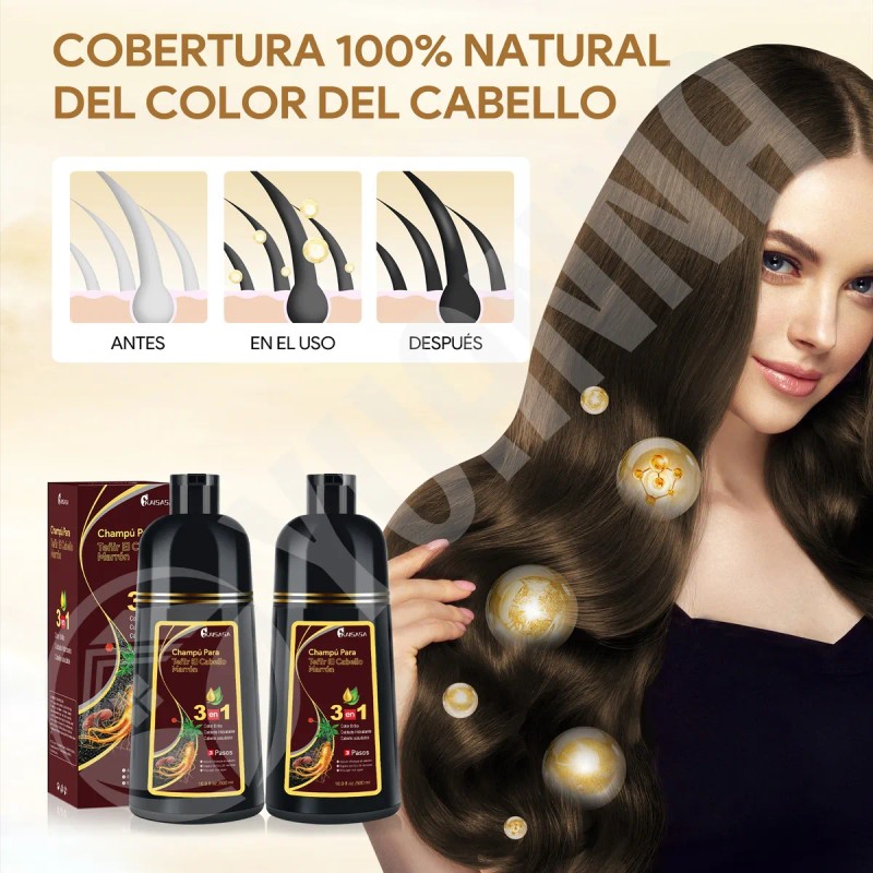 Kaisasa Shampoo Con Tinte Cubre Canas Matizador 2 Pzs