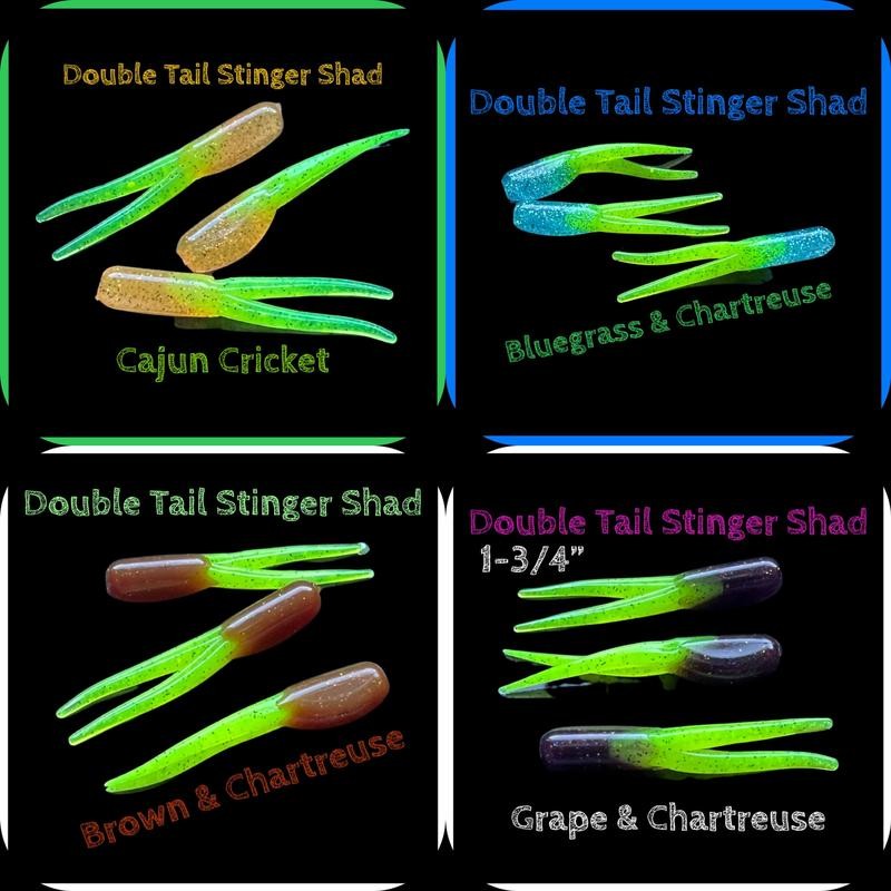Double Tail Stinger Shad 1-3/4” Ten Per Pack - Colour: