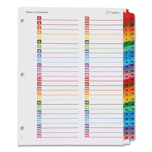 Cardinal, Cardinal Cardinal OneStep Printable Table of Contents/Divid
