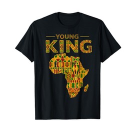 African Attire Kids Tee Black African King Boys Kente Cloth T-Shirt