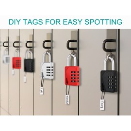 ZHEGE Locker Lock, 4 Digit Combination Padlock with DIY Name Tag for School, Work, Gym - Easy to Read & with Big White Number (Black, 1 Pack)