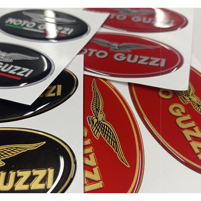 Pair of Resin 3D Motorcycle Stickers Size Fits Guzzi Models