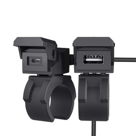 BlueFire Motorcycle Phone Charger, Dual Quick Charge Type C 30W PD & 3.0 USB Charger,10V/24V Motorcycle Handlebar Socket, Waterproof Power Adapter for Phones/Tablets/GPS