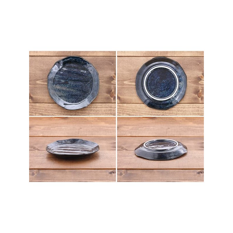 Tableware kt-053-01 Japanese Tableware, Medium Plate, Line, 6.3 inches (16