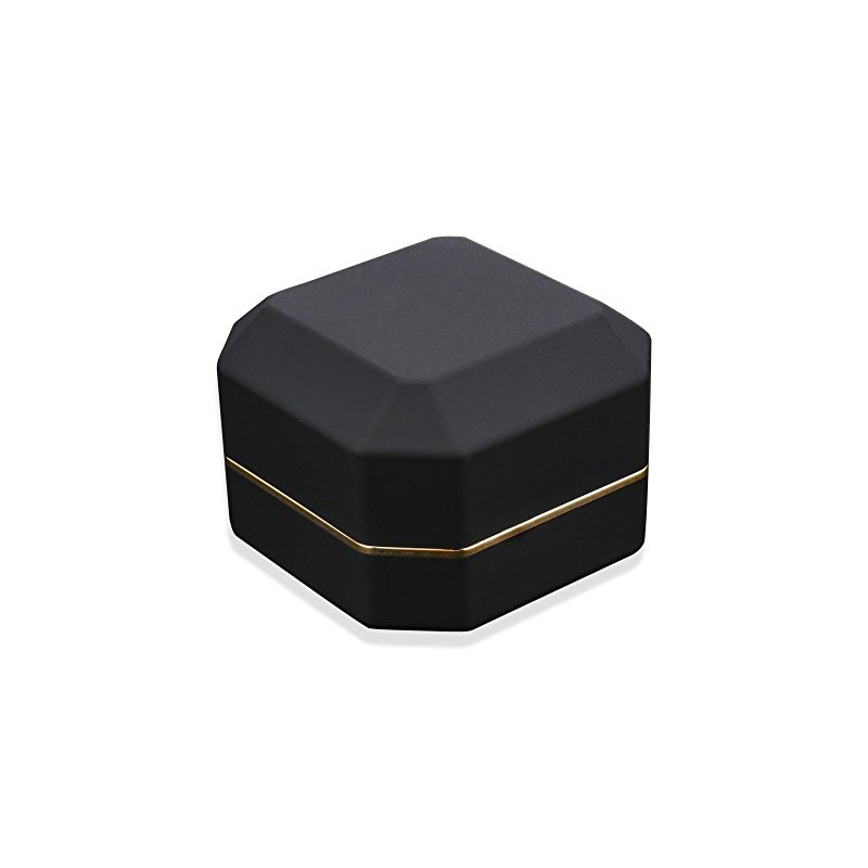 (Ring Box, Black) - AVESON Luxury Ring Box, Square Velvet