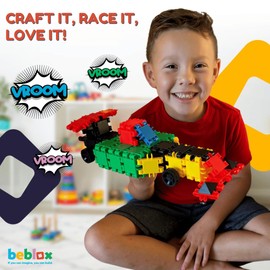 Beblox Building Blocks for Kids - Car Set - 80-Piece Connecting Tiles - Interlocking Building Blocks for Kids, STEM Toy Vehicle, Fun Educational for Boys & Girls, Preschool Learning Activities Ages 4+