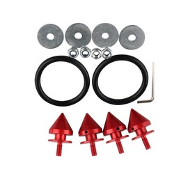 4 Pcs Universal Aluminum Bumper Quick Release Fasteners for Car Sharp anti-collision Fasteners Washers Kit for Car Front Rear Bumper Trunk Fender Hatch Lids (Red)