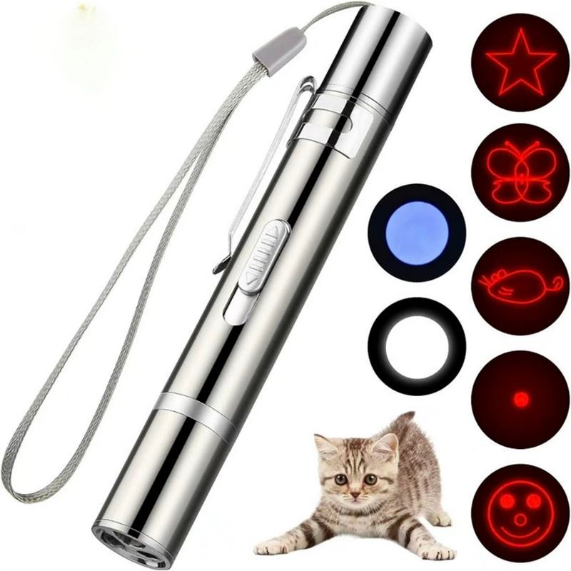 Cat Toys, Laser Pointer with 5 Adjustable Patterns, USB Recharge
