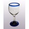 Mexican Blown Glass Small Wine Glasses Cobalt Blue Rim (Set of 6)