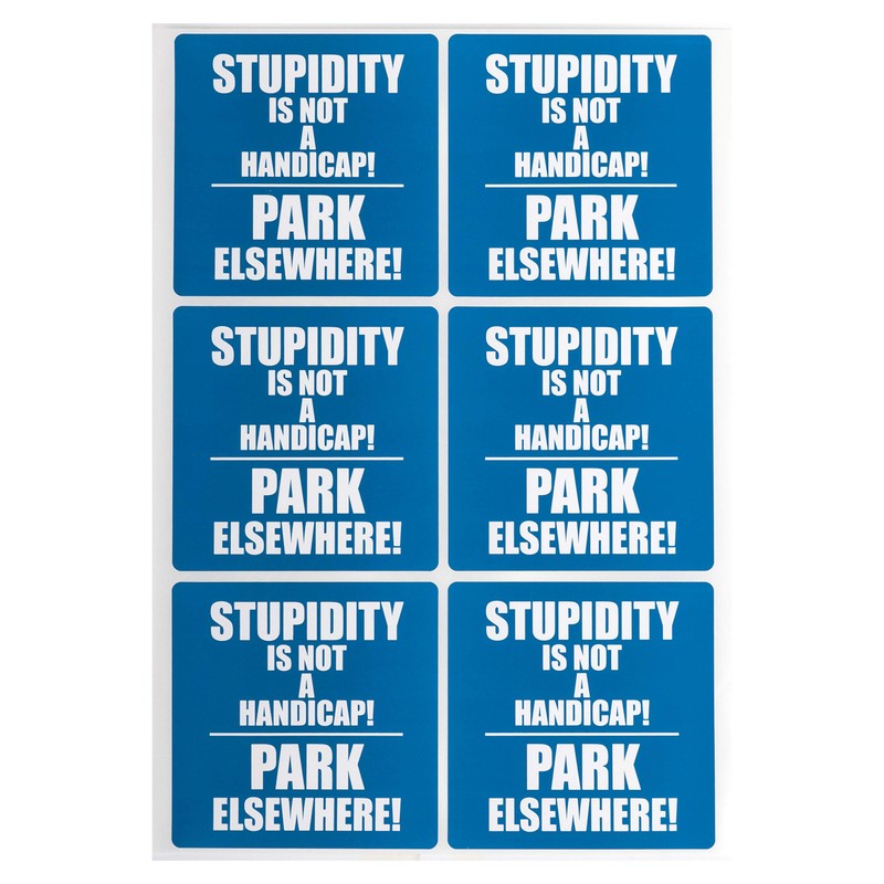 DM Novelties Disabled Stupid Bad Parking Space Bay Bumper Sticker