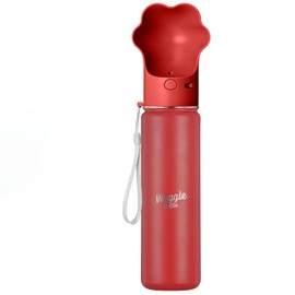 Waggle Bottle Stainless Steel Dog Travel Water Bottle, Vacuum Insulated Portable Dog Water Dispenser, Drink Cup and Snack Container On The Go, Outdoor Walking, Hiking, Travel (Red, 22oz)