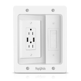 HAPYTHDA in Wall Cable Management Kit for TV, Recessed Outlet with 2AC 2USB, TV Cable Hider Wall Kit for Low Voltage Cables, Multiple Devices Hide TV Cords for Wall Mount TV, White