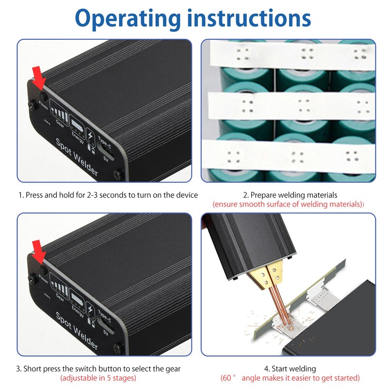 Spot Welder 5 Gears Adjustable Portable Handheld Spot Welding Machine