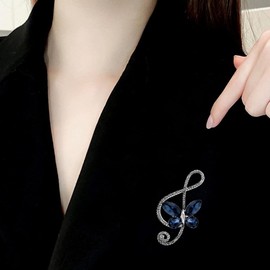 Comidox 2Pcs Vintage Music Pins Creative Music Note Charm Butterfly Music Rhinestones Brooches Butterfly Brooch Pin for Music Lovers Dress Clothes Accessories