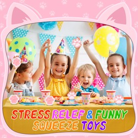 2PCS Cat Paw Squishy Toys, Mini Kawaii Cat Squeeze Toys, Cute Soft Fidget Toys Stress Relief Squeeze Toys, Squishy Animals Toy Party Bags Fillers for Boys Girls Birthday Party Favors Gifts,D