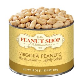 The Peanut Shop of Williamsburg Lightly Salted Handcooked Virginia Peanuts, Williamsburg Peanuts, Non-Gmo, Kosher Certified - 18 Oz Tin