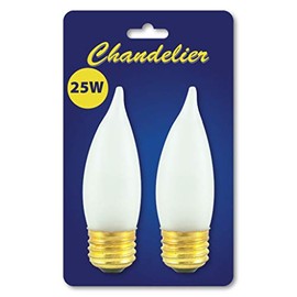Bulbrite 489025 - 40PK - 25W - Flame Tip CA10 - Medium Base - 120V - 2700K - 1,500Hrs - Frost - Incandescent Chandelier