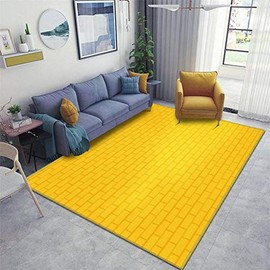 Yellow Brick Tile Wall Vector Area Rugs Floor Mat Non Slip Table Blanket Rugs Soft Door Mat Nursery Carpet for Living Room Home Indoor Outdoor Runner Rugs 47x63inch(120x160cm)