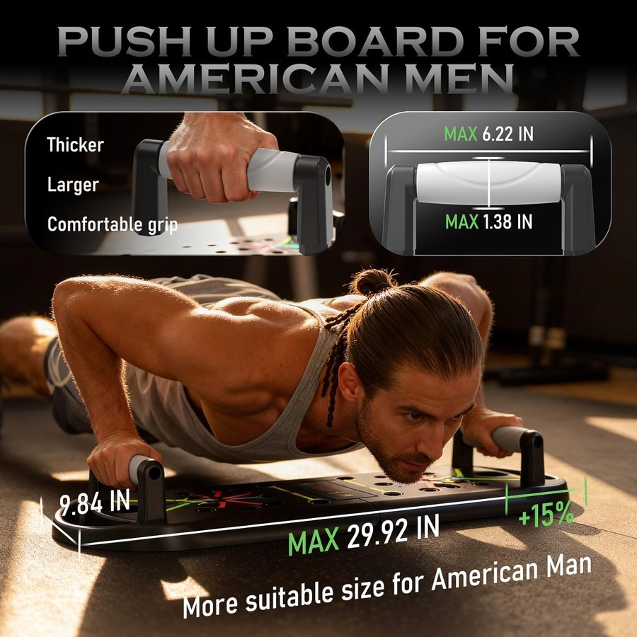 Foldable Push Up Board for Home Workout, Portable Pushup Bar System with Resistance Bands for Chest, Arms, Abs and Core