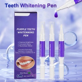Teeth Whitening Pen, Purple Teeth Whitening Pen, Pack of 3, Fast Whitening Teeth Applications, Teeth Whitening Effective Stains Removal, Teeth Whitening Pen