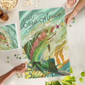 Lantern Press 1000 Piece Jigsaw Puzzle, Red River, New Mexico, Get Outside, Fishing, Underwater Trout