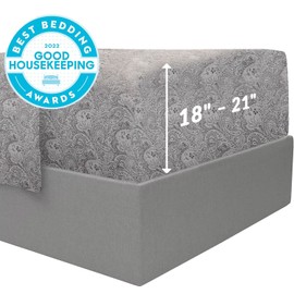 Mellanni Extra Deep Pocket Queen Sheet Set - 4 Piece Iconic Collection Bedding Sheets & Pillowcases - Hotel Luxury, Ultra Soft, Cooling Bed Sheets - Extra Deep Pocket up to 21" (Queen, Paisley Gray)