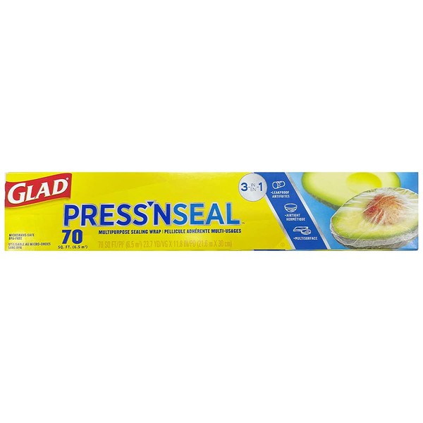 GLAD Grad Press & Seal Hood Wrap, 11.8 x 8.5 ft (30 x 21.6 m) x 3 Pieces