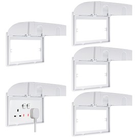 AHAQU 5PCS Plug Socket Covers UK Socket Cover Box for Safety, Proofing Electrical Plug Socket, Switch Protector Cover for Home Safety, 146-Type Double-Position Socket Cover