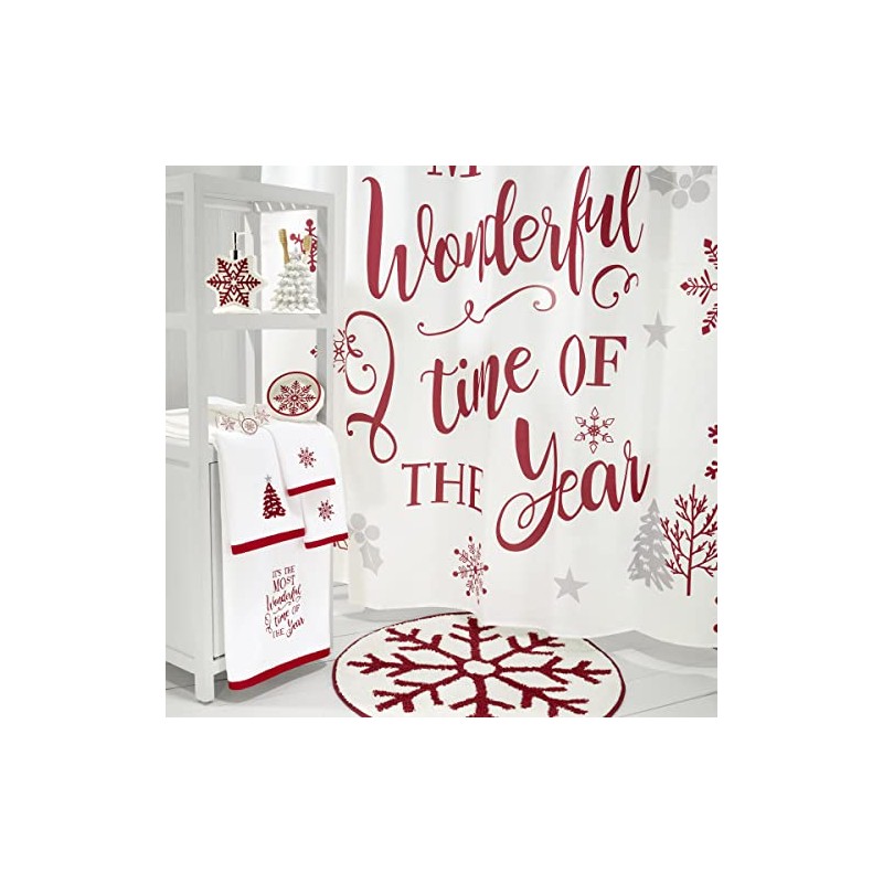 Avanti Linens - Fabric Shower Curtain, Holiday Bathroom Decor (Sparkle