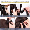 YOGFIT 2PCS DIY Braid Ponytail Extension, Long Straight Wrap Around