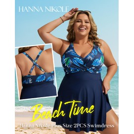 Plus Size Two Piece Sets for Women 2 Piece Bathing Suits for Women Blue Leaves 18 Plus
