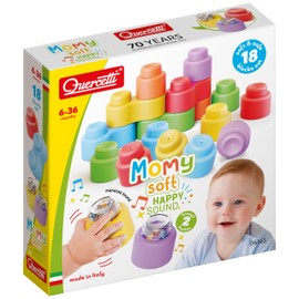 Quercetti - 4145 Momy Soft Happy Sound, 18 pcs Weiche Plastikbausteine Spielzeug für Kinder