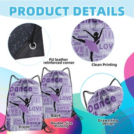 HJKLONE Dance Drawstring Bag Gifts for Dancers Dancer Drawstring Backpack Dance Team Gifts Dance Party Favor Bag (Purple,1Pcs)