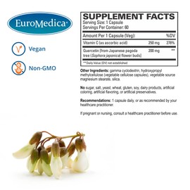 Euromedica Quercetin Extra Strength - 60 Capsules - Immune Support & Healthy Histamine Response Non-GMO, Vegan - 60 Servings