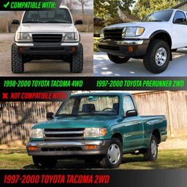 USR 98-00 Tacoma 4WD Corner Light – Front Parking Corner Lamps (Left + Right) Pair - Compatible with 1998-2000 Toyota Tacoma 4 Wheel Drive 4x4 Pickup Truck & PreRunner 2WD (CLEAR LENS w/AMBER BULBS)