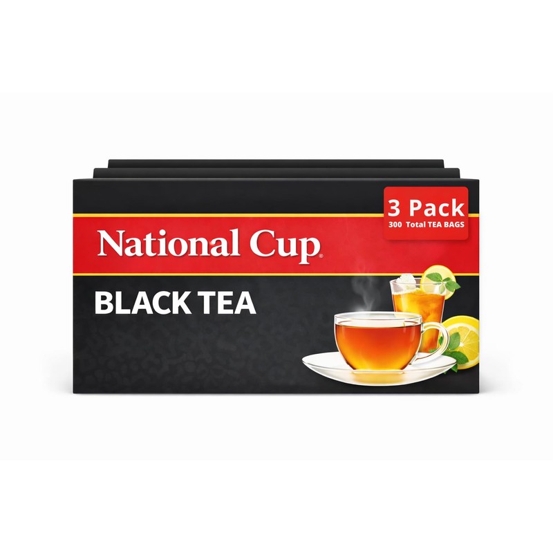 National Cup Black Tea, 100 Tagless Tea Bags (Pack of