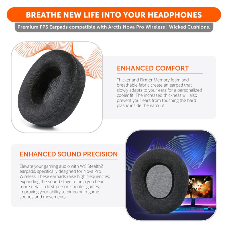 WC StealthZ Nova Pro Wireless - FPS Oriented Earpads for