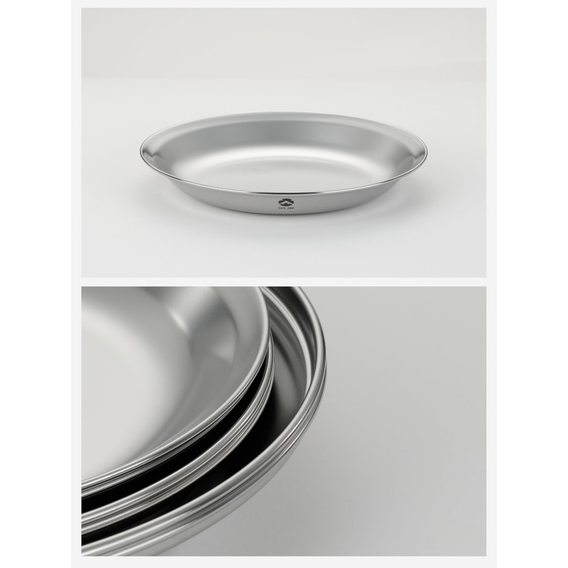 Camping Moon S397-20 Tableware, Camping Plate, Stainless Steel, φ7.9 inches