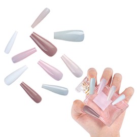Luvadeyo Multicolour 100 Pieces Matte False Nails for Glue Medium Length Coffin False Nails Fake Nails Acrylic Nail Tip False Nails Winter Colour