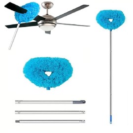MLHpeak Ceiling Fan Cleaner Duster, Adjustable and Removable Fan Blade Cleaner from 18 to 62 Inches for Cleaning Walls Bookshelves Furniture Door Window Top (Blue)