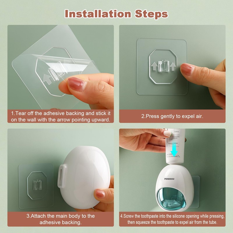 Toothpaste Dispenser Wall Mounted for Bathroom, Sapphire Blue