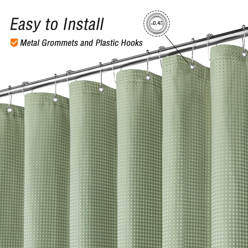 Gibelle Sage Green Fabric Shower Curtain, 72 X 72