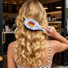 Hand-Painted Hair Brush, Blue White Porcelain Pasta Design Acetate Comb,